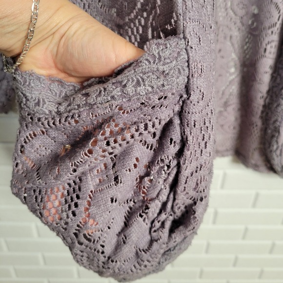 Sacred Threads sz XL Cardigan Gray Cotton Lace Open Front Cottagecore Lagenlook - Picture 9 of 10